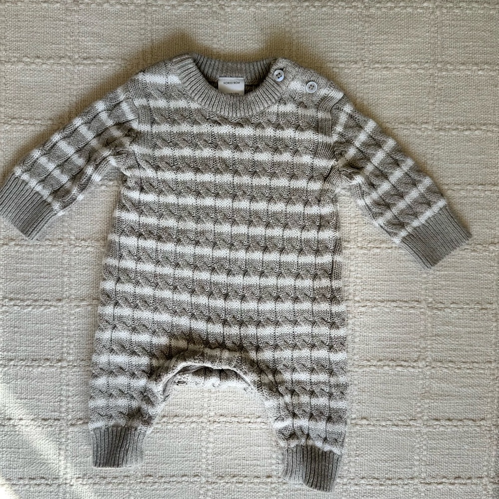 Nordstrom Gray Striped Kids Footie